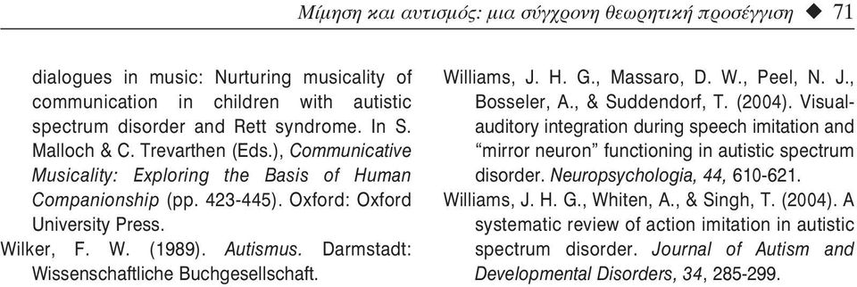 Darmstadt: Wissenschaftliche Buchgesellschaft. Williams, J. H. G., Massaro, D. W., Peel, N. J., Bosseler, A., & Suddendorf, T. (2004).