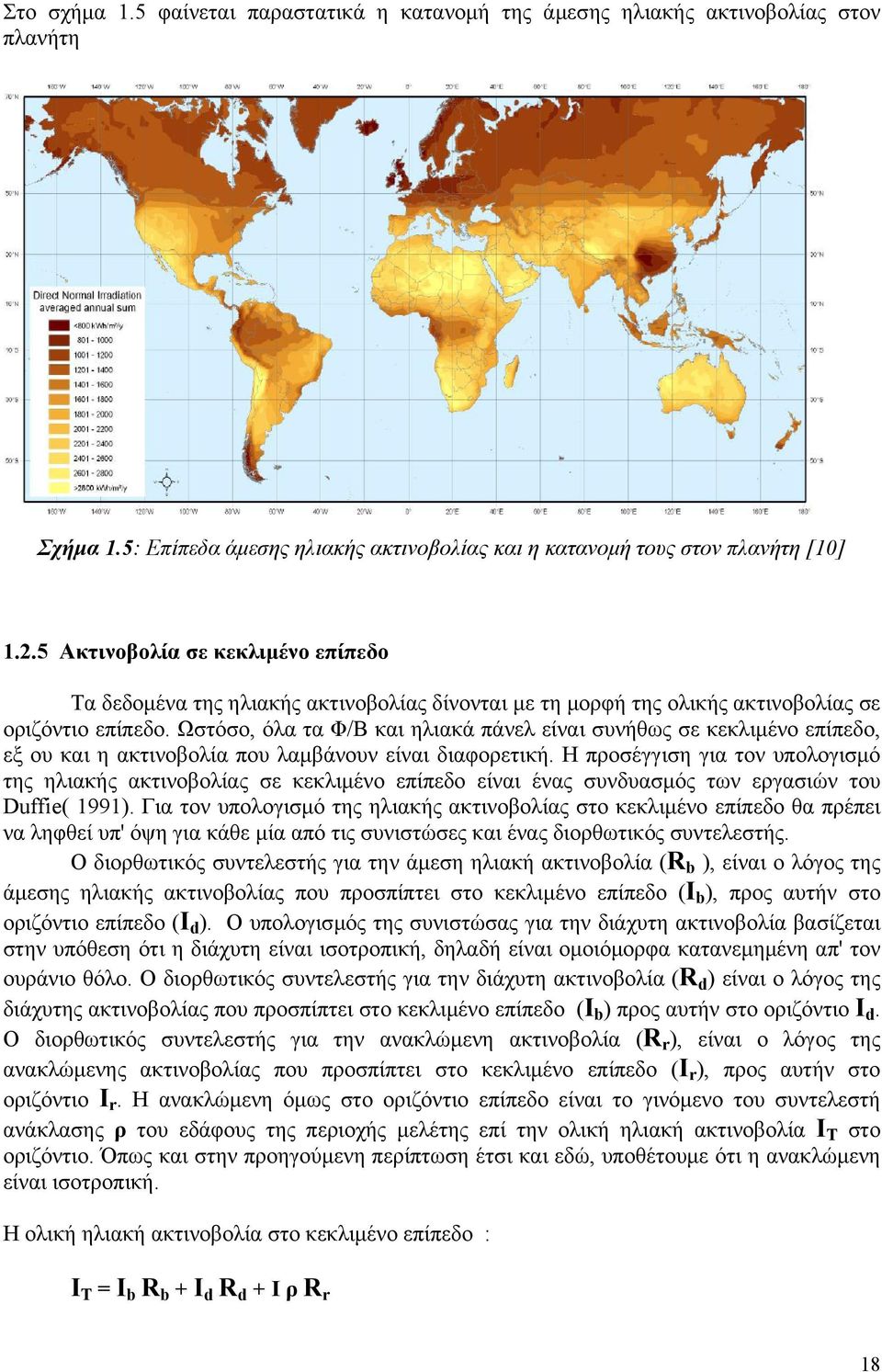 Ωστόσο, όλα τα Φ/Β και ηλιακά πάνελ είναι συνήθως σε κεκλιμένο επίπεδο, εξ ου και η ακτινοβολία που λαμβάνουν είναι διαφορετική.