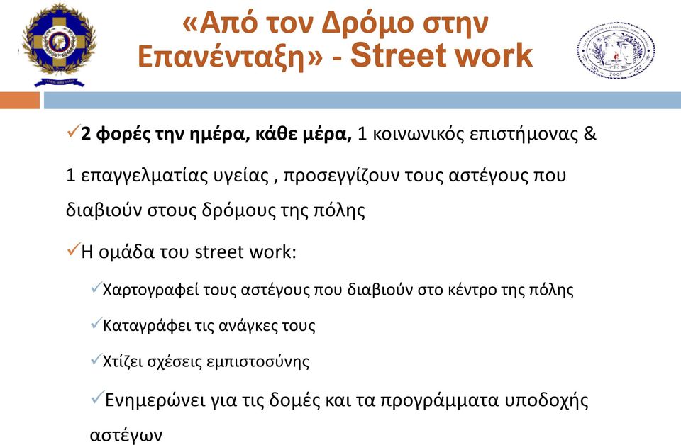 πόλης Η ομάδα του street work: Χαρτογραφεί τους αστέγους που διαβιούν στο κέντρο της πόλης