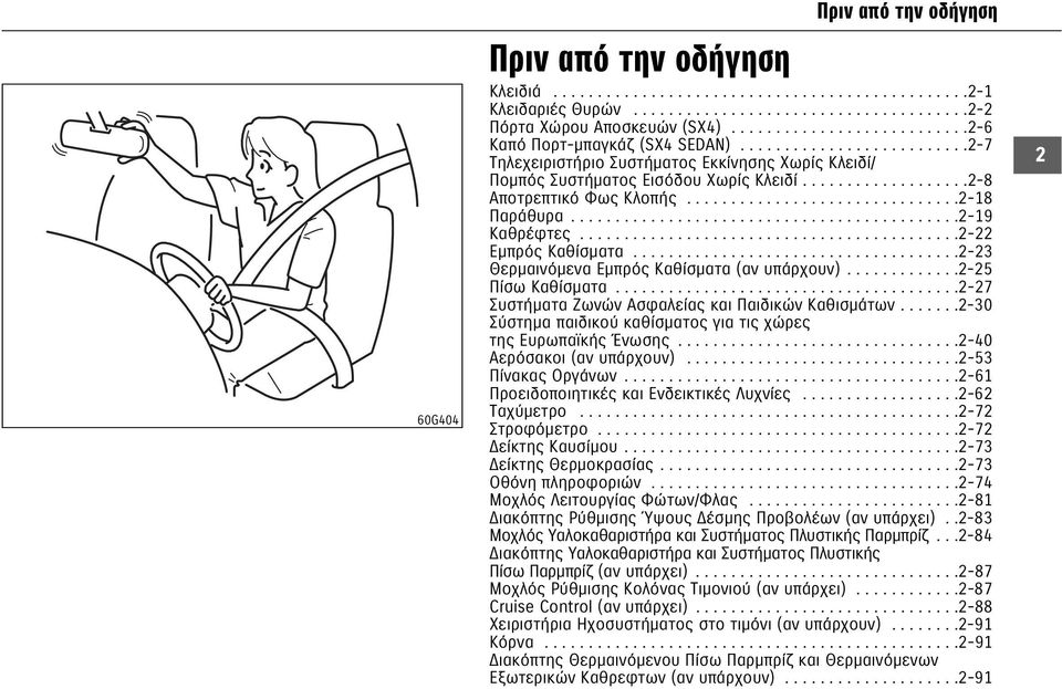 ..................2-8 Αποτρεπτικό Φως Κλοπής...............................2-18 Παράθυρα............................................2-19 Καθρέφτες...........................................2-22 Εμπρός Καθίσματα.