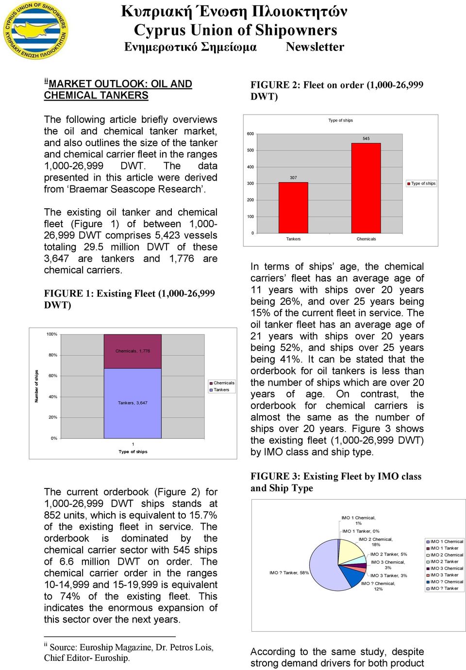 The existing oil tanker and chemical fleet (Figure 1) of between 1,000-26,999 DWT comprises 5,423 vessels totaling 29.5 million DWT of these 3,647 are tankers and 1,776 are chemical carriers.