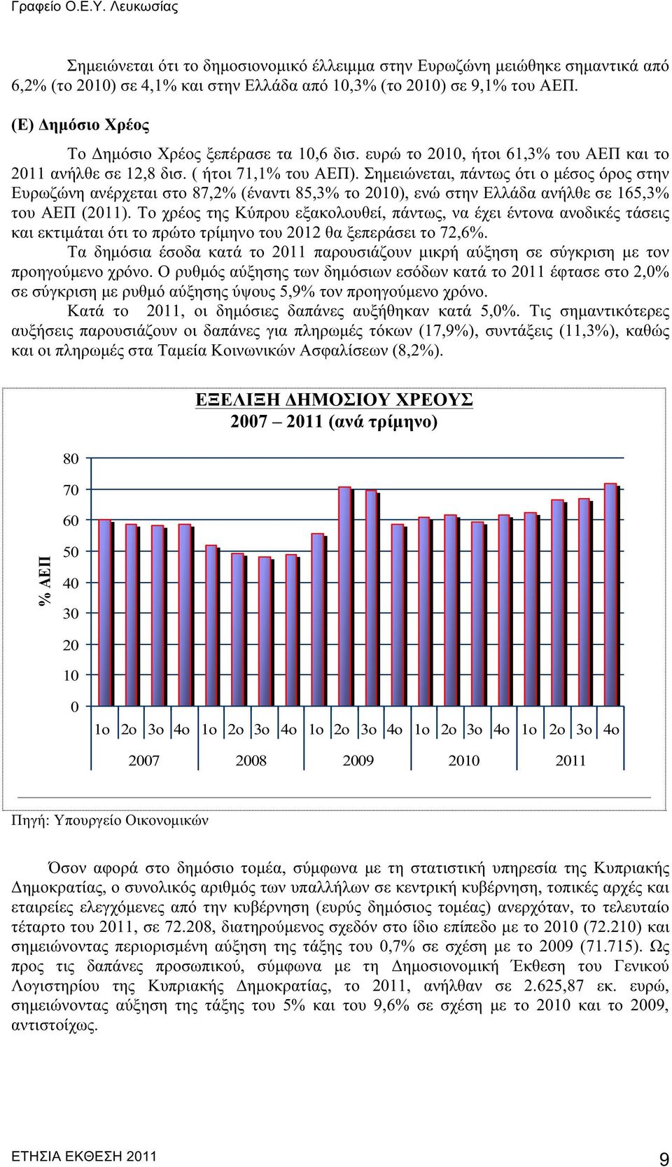 Σημειώνεται, πάντως ότι ο μέσος όρος στην Ευρωζώνη ανέρχεται στο 87,2% (έναντι 85,3% το 2010), ενώ στην Ελλάδα ανήλθε σε 165,3% του ΑΕΠ (2011).