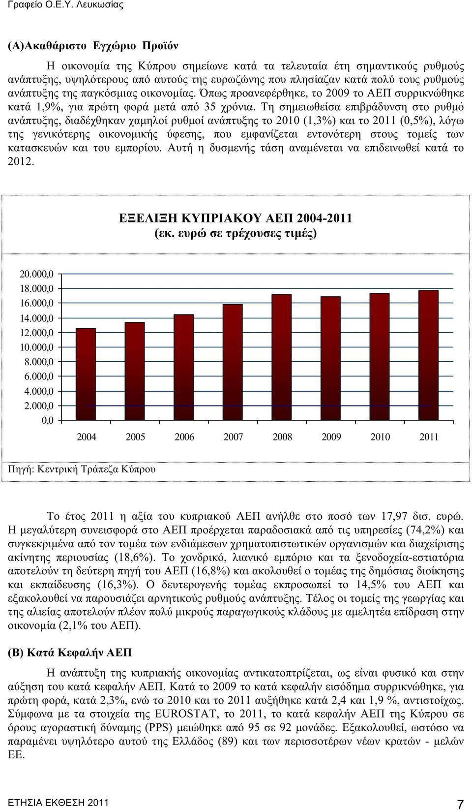 Τη σημειωθείσα επιβράδυνση στο ρυθμό ανάπτυξης, διαδέχθηκαν χαμηλοί ρυθμοί ανάπτυξης το 2010 (1,3%) και το 2011 (0,5%), λόγω της γενικότερης οικονομικής ύφεσης, που εμφανίζεται εντονότερη στους