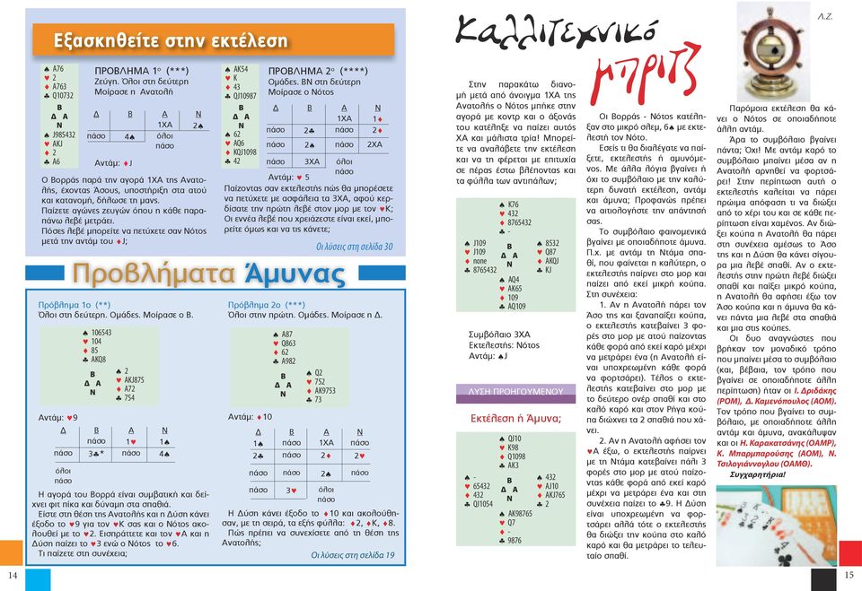 Παίζετε αγώνες ζευγών όπου η κάθε παραπάνω λεβέ μετράει. Πόσες λεβέ μπορείτε να πετύχετε σαν ότος μετά την αντάμ του ^J # AK54 $ K ^ 43 & QJ10987 # 62 $ AQ6 ^ KQJ1098 & 42 ΠΡΟΛΗΜΑ 2 ο (****) Ομάδες.