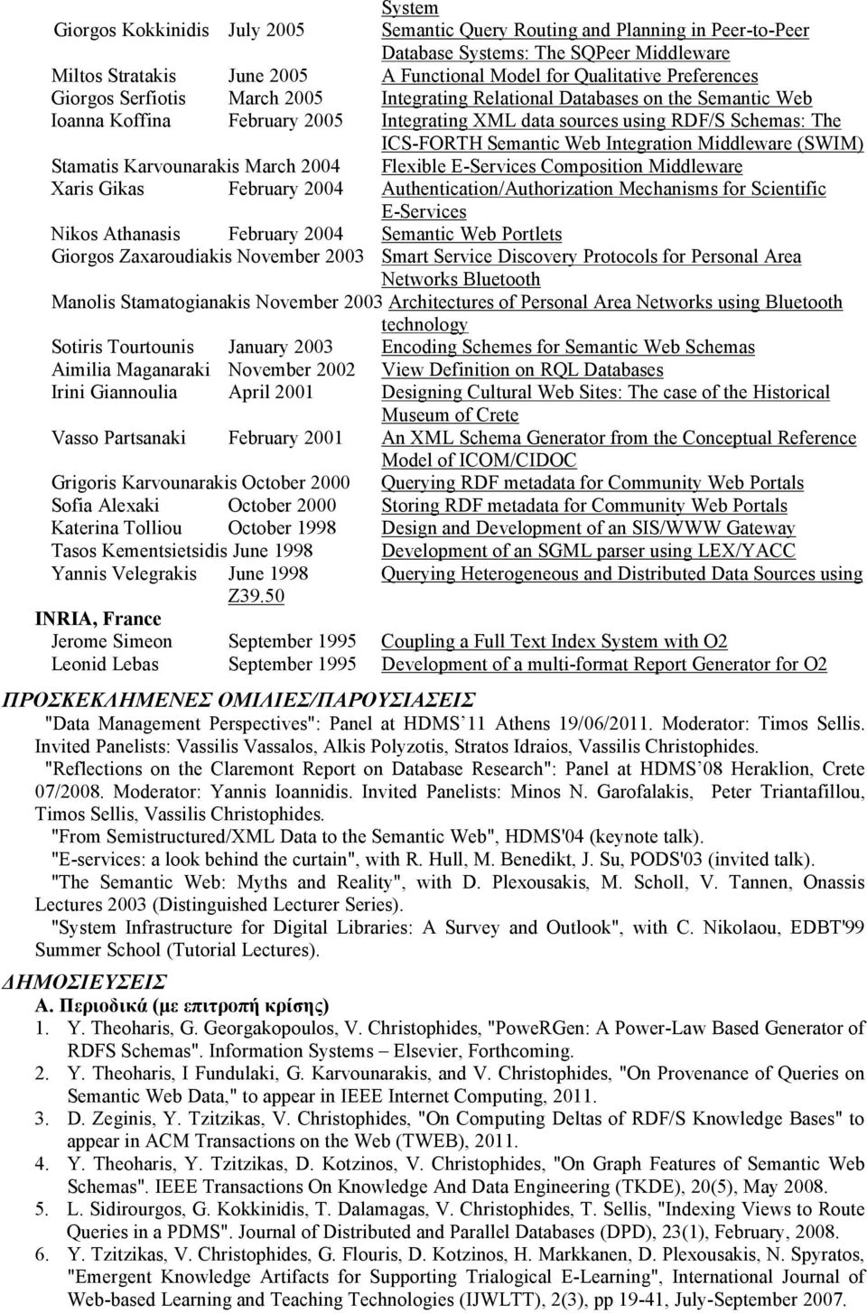 Integration Middleware (SWIM) Stamatis Karvounarakis March 2004 Flexible E-Services Composition Middleware Xaris Gikas February 2004 Authentication/Authorization Mechanisms for Scientific E-Services