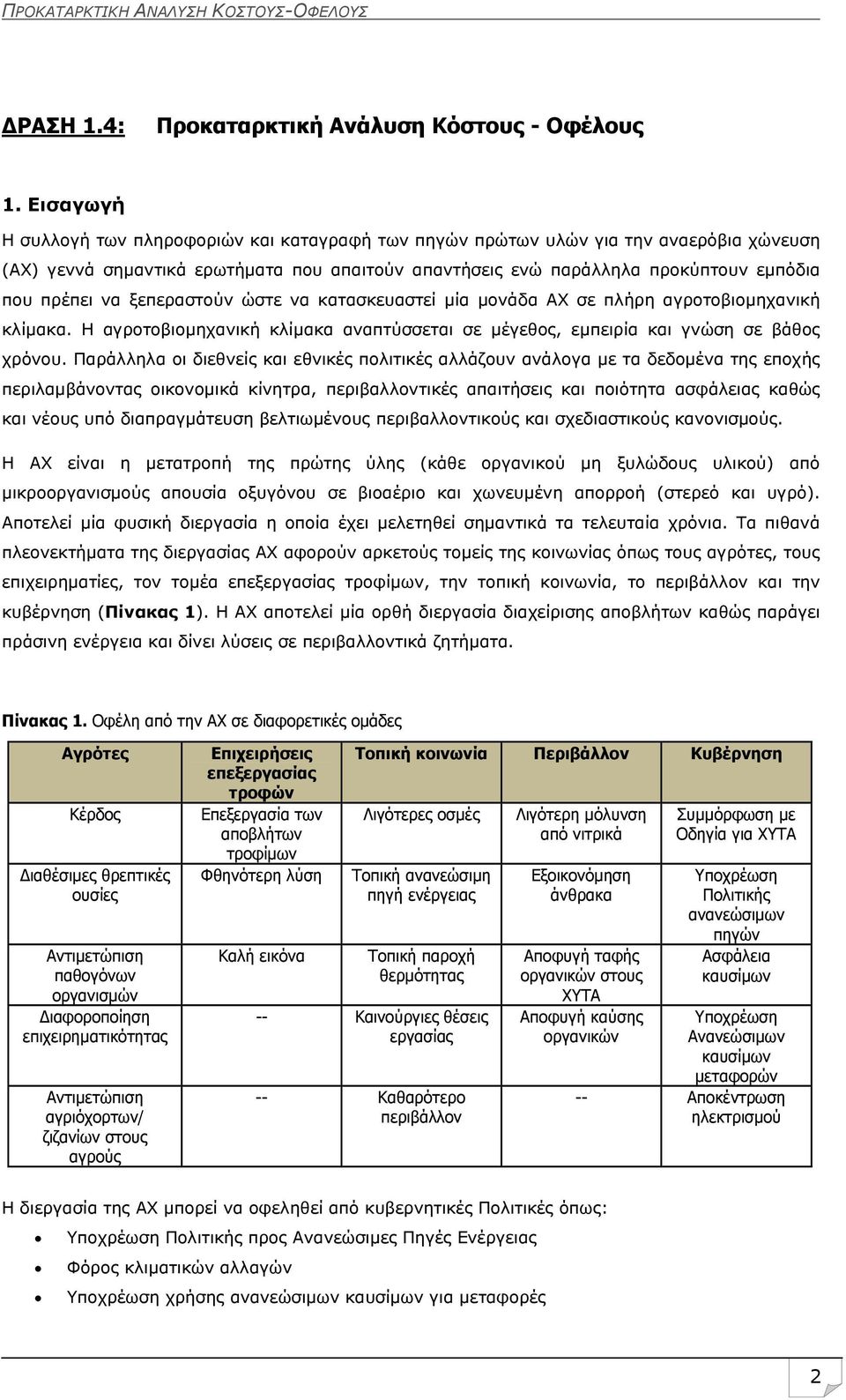 ξεπεραστούν ώστε να κατασκευαστεί μία μονάδα ΑΧ σε πλήρη αγροτοβιομηχανική κλίμακα. Η αγροτοβιομηχανική κλίμακα αναπτύσσεται σε μέγεθος, εμπειρία και γνώση σε βάθος χρόνου.