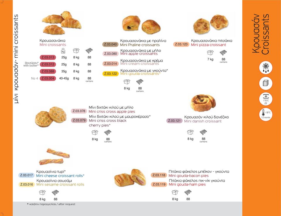 8 kg Μίνι διχτάκι κιλού με μήλο Mini criss cross apple pies Μίνι διχτάκι κιλού με μαυροκέρασο* Mini criss cross black cherry pies* Z.03.