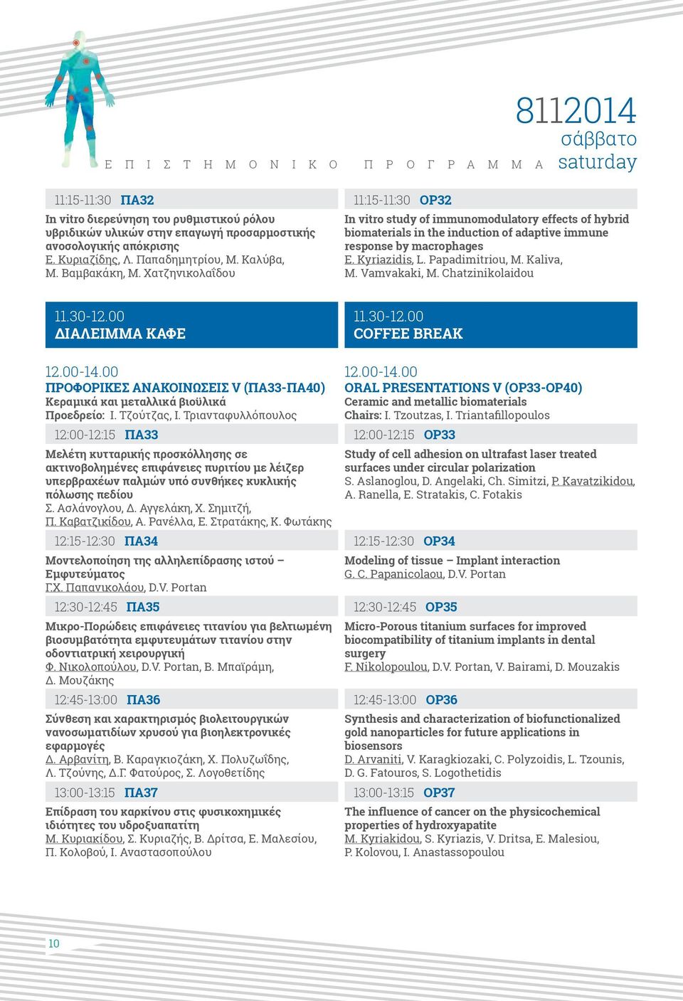 Χατζηνικολαΐδου 8112014 σάββατο saturday In vitro study of immunomodulatory effects of hybrid biomaterials in the induction of adaptive immune response by macrophages E. Kyriazidis, L.