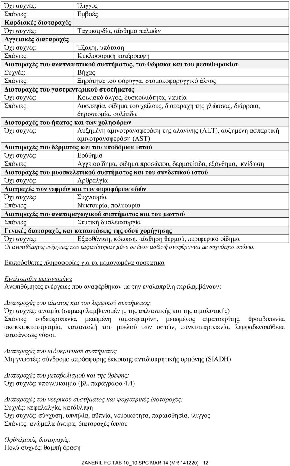 διαταραχή της γλώσσας, διάρροια, ξηροστομία, ουλίτιδα Διαταραχές του ήπατος και των χοληφόρων Αυξημένη αμινοτρανσφεράση της αλανίνης (ALT), αυξημένη ασπαρτική αμινοτρανσφεράση (AST) Διαταραχές του