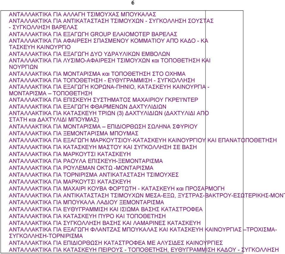 ΜΟΝΤΑΡΙΣΜΑ και ΤΟΠΟΘΕΤΗΣΗ ΣΤΟ ΟΧΗΜΑ ΑΝΤΑΛΛΑΚΤΙΚΑ ΓΙΑ ΤΟΠΟΘΕΤΗΣΗ - ΕΥΘΥΓΡΑΜΜΙΣΗ - ΣΥΓΚΟΛΛΗΣΗ ΑΝΤΑΛΛΑΚΤΙΚΑ ΓΙΑ ΕΞΑΓΩΓΗ ΚΟΡΩΝΑ-ΠΗΝΙΟ, ΚΑΤΑΣΚΕΥΗ ΚΑΙΝΟΥΡΓΙΑ - ΜΟΝΤΑΡΙΣΜΑ ΤΟΠΟΘΕΤΗΣΗ ΑΝΤΑΛΛΑΚΤΙΚΑ ΓΙΑ