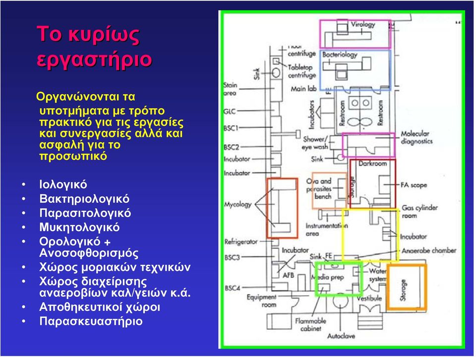 Βακτηριολογικό Παρασιτολογικό Μυκητολογικό Ορολογικό + Ανοσοφθορισμός Χώρος