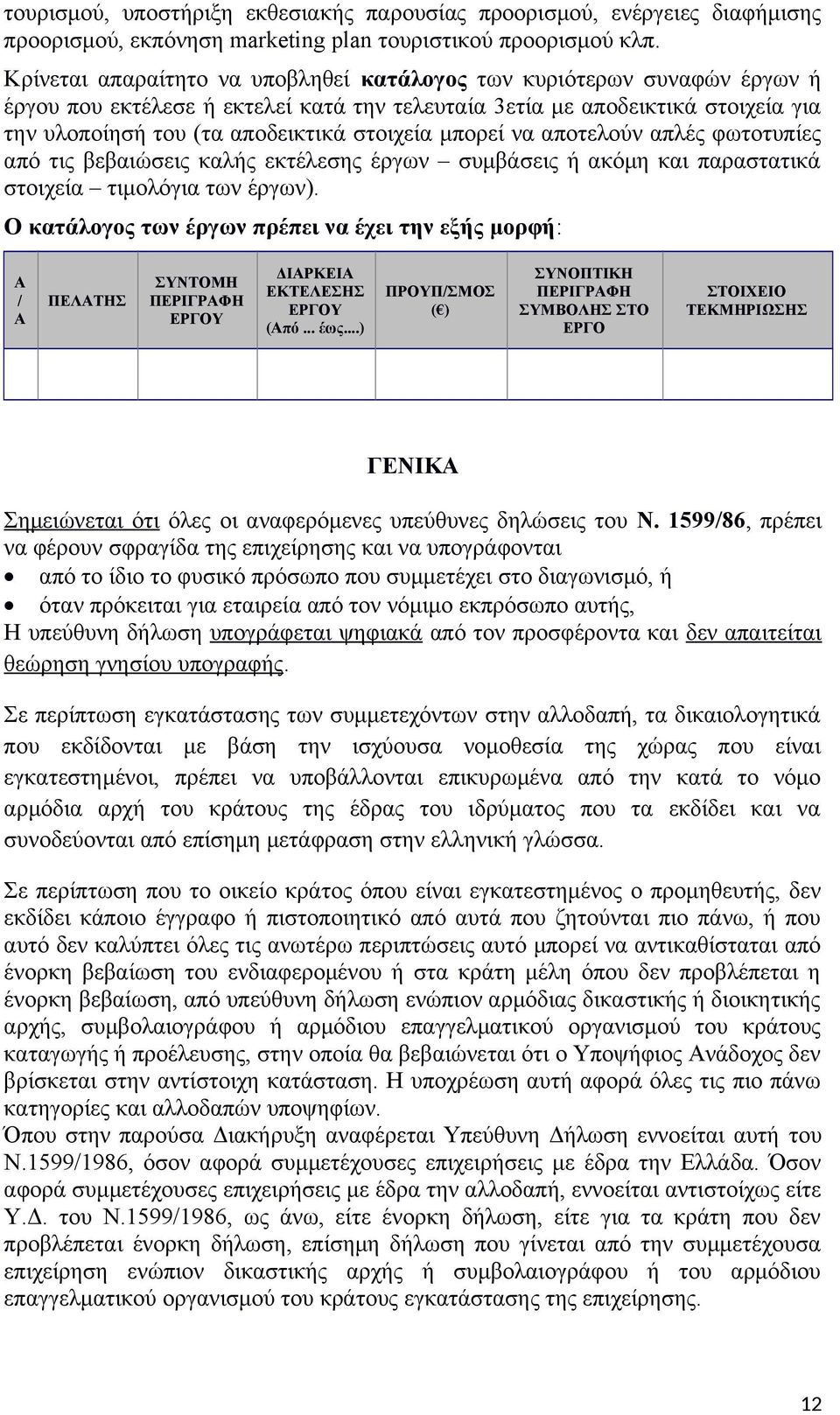 μπορεί να αποτελούν απλές φωτοτυπίες από τις βεβαιώσεις καλής εκτέλεσης έργων συμβάσεις ή ακόμη και παραστατικά στοιχεία τιμολόγια των έργων).