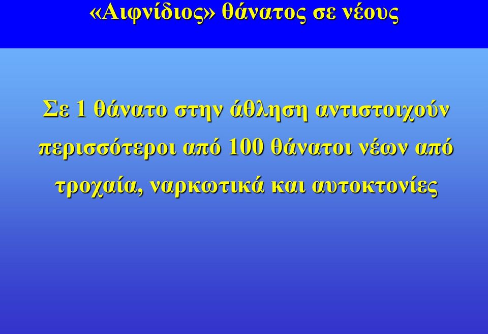 περισσότεροι από 100 θάνατοι νέων