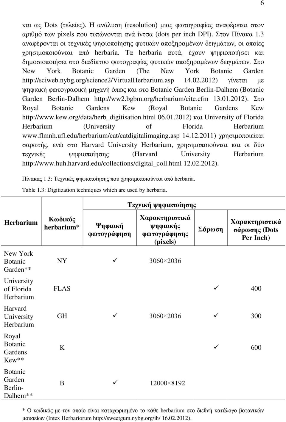 Τα herbaria αυτά, έχουν ψηφιοποιήσει και δημοσιοποιήσει στο διαδίκτυο φωτογραφίες φυτικών αποξηραμένων δειγμάτων. Στο New York Botanic Garden (The New York Botanic Garden http://sciweb.nybg.