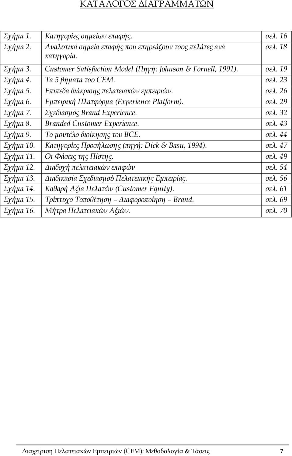 Εμπειρική Πλατφόρμα (Experience Platform). σελ. 29 Σχήμα 7. Σχεδιασμός Brand Experience. σελ. 32 Σχήμα 8. Branded Customer Experience. σελ. 43 Σχήμα 9. Το μοντέλο διοίκησης του BCE. σελ. 44 Σχήμα 10.