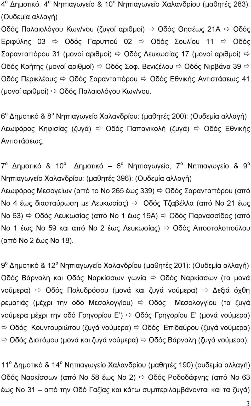 Βενιζέλου Οδός Νιρβάνα 39 Οδός Περικλέους Οδός Σαρανταπόρου Οδός Εθνικής Αντιστάσεως 41 (μονοί αριθμοί) Οδός Παλαιολόγου Κων/νου.