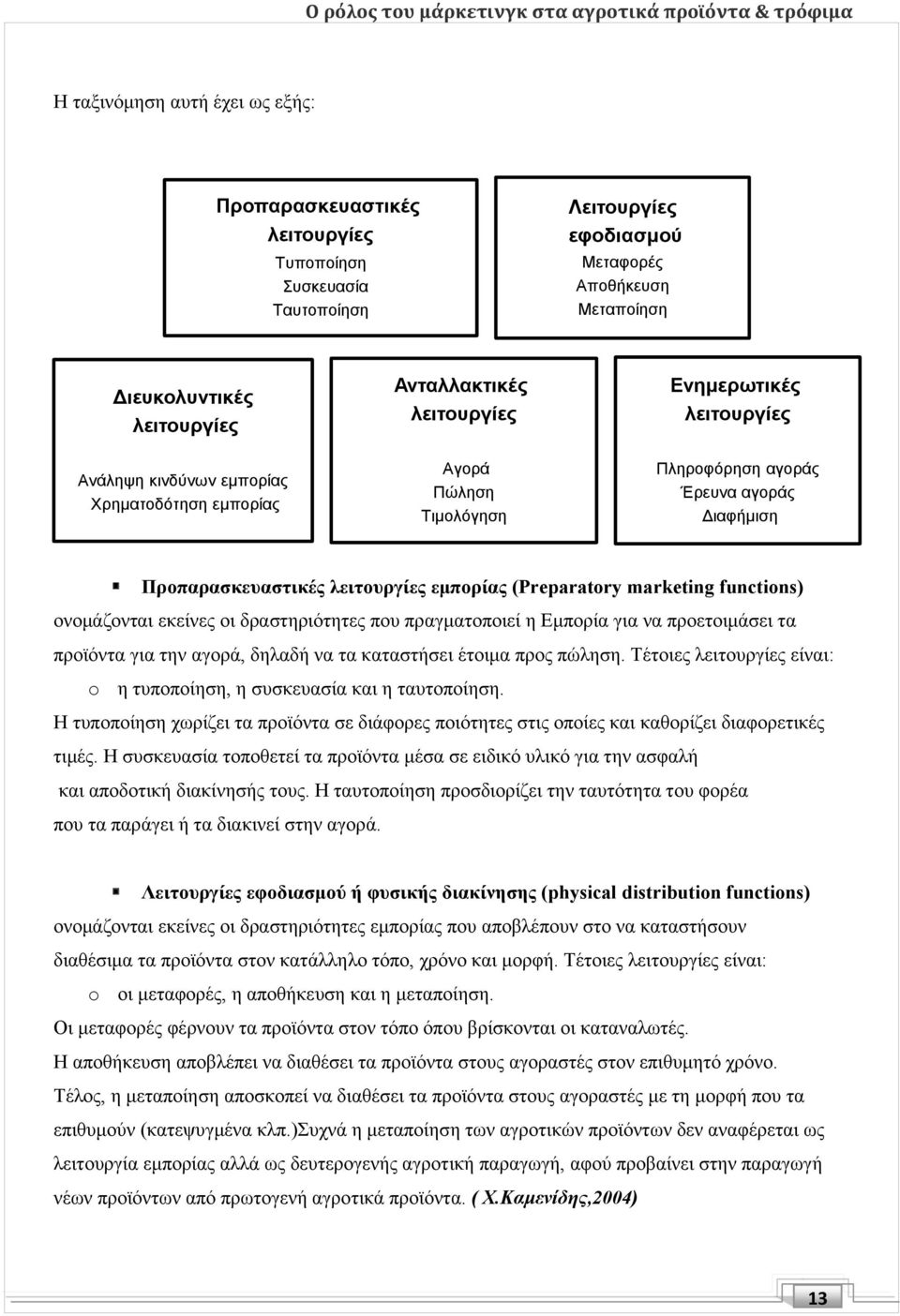 (Preparatory marketing functions) ονομάζονται εκείνες οι δραστηριότητες που πραγματοποιεί η Εμπορία για να προετοιμάσει τα προϊόντα για την αγορά, δηλαδή να τα καταστήσει έτοιμα προς πώληση.