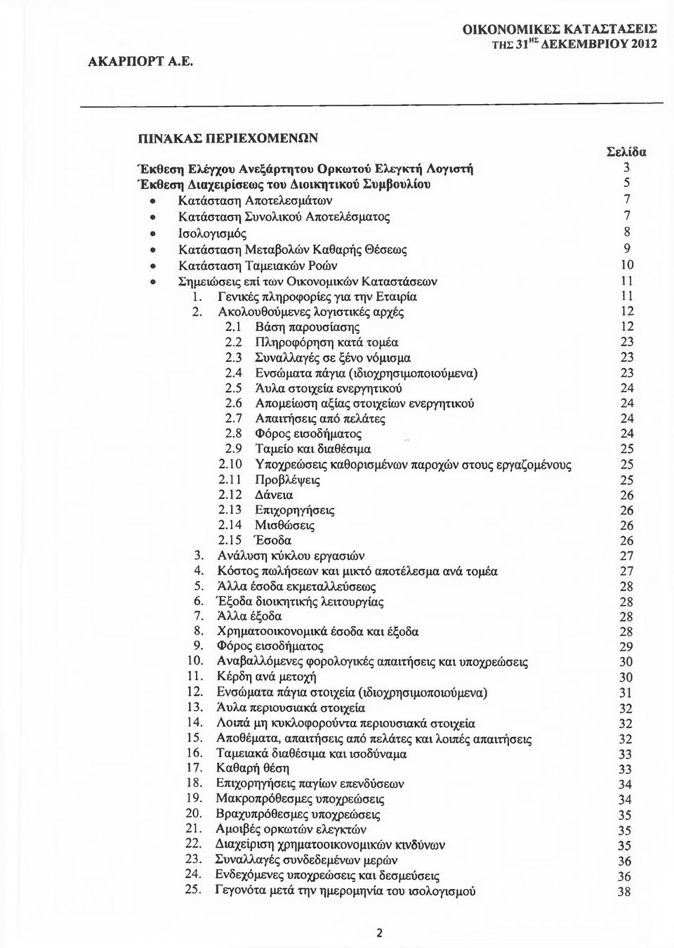 Ακολουθούμενες λογιστικές αρχές 12 2.1 Βάση παρουσίασης 12 2.2 Πληροφόρηση κατά τομέα 23 2.3 Συναλλαγές σε ξένο νόμισμα 23 2.4 Ενσώματα πάγια (ιδιοχρησιμοποιούμενα) 23 2.
