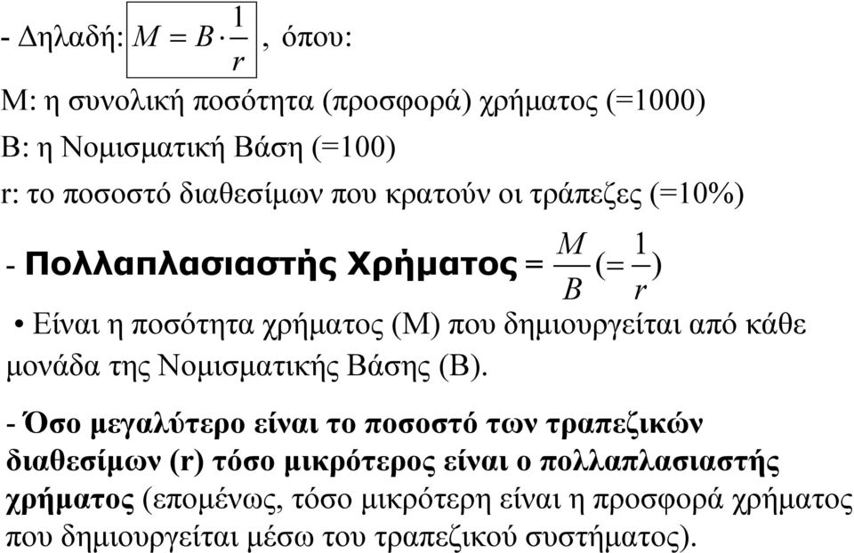 δημιουργείται από κάθε μονάδα της Νομισματικής Βάσης (Β).