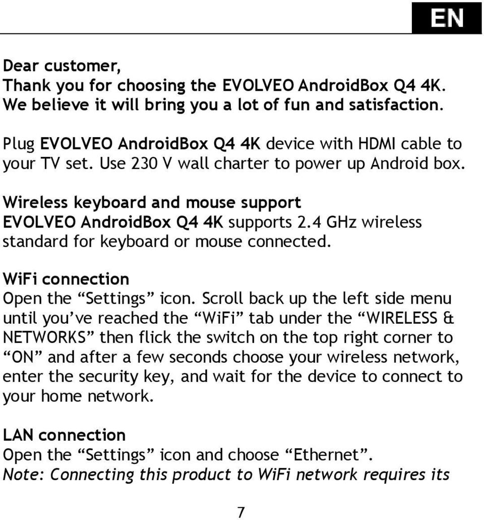 WiFi connection Open the Settings icon.