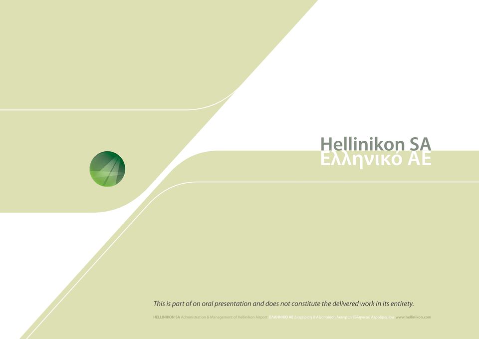 HELLINIKON SA Administration & Management of Hellinikon Airport