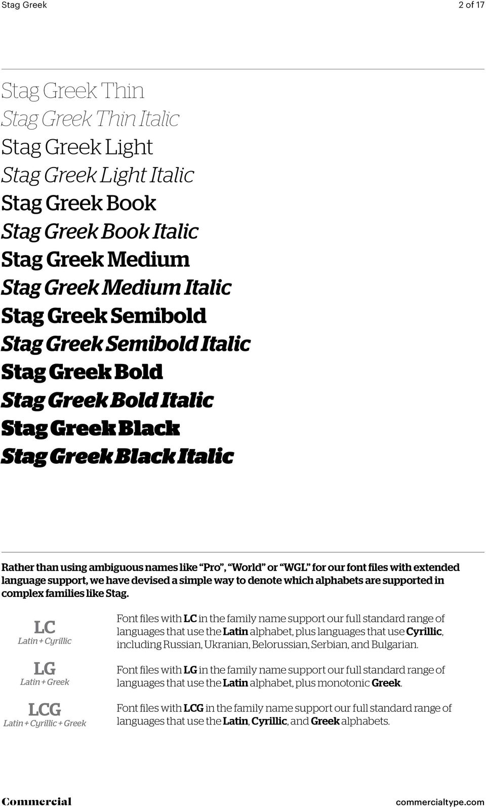 extended language support, we have devised a simple way to denote which alphabets are supported in complex families like Stag.