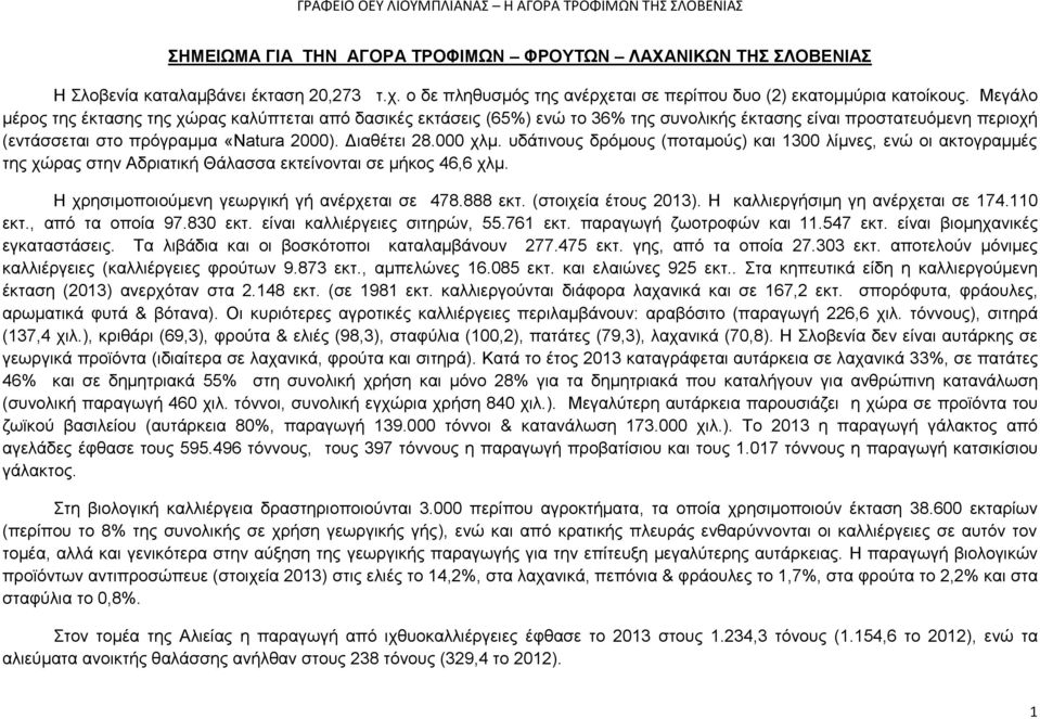 υδάτινους δρόμους (ποταμούς) και 1300 λίμνες, ενώ οι ακτογραμμές της χώρας στην Αδριατική Θάλασσα εκτείνονται σε μήκος 46,6 χλμ. Η χρησιμοποιούμενη γεωργική γή ανέρχεται σε 478.888 εκτ.