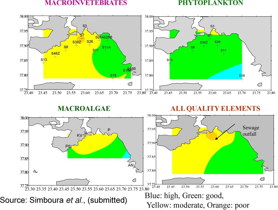 00 37.95 MACROALGAE ALL QUALITY ELEMENTS 38.00 37.95 Sewage KV A P outfall 37.90 PS 37.90 37.85 37.80 AN 37.85 37.80 3775 37.75 23.30 23.35 23.40 23.45 23.50 23.