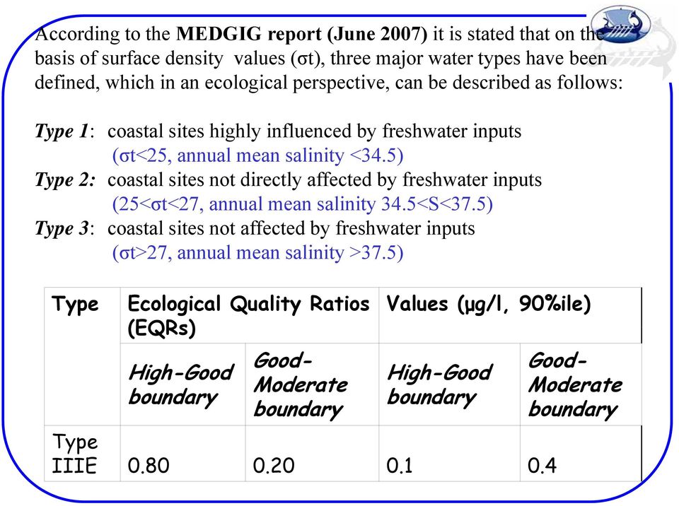 5) Type 2: coastal sites not directly affected by freshwater inputs (25<σt<27, annual mean salinity 34.5<S<37.