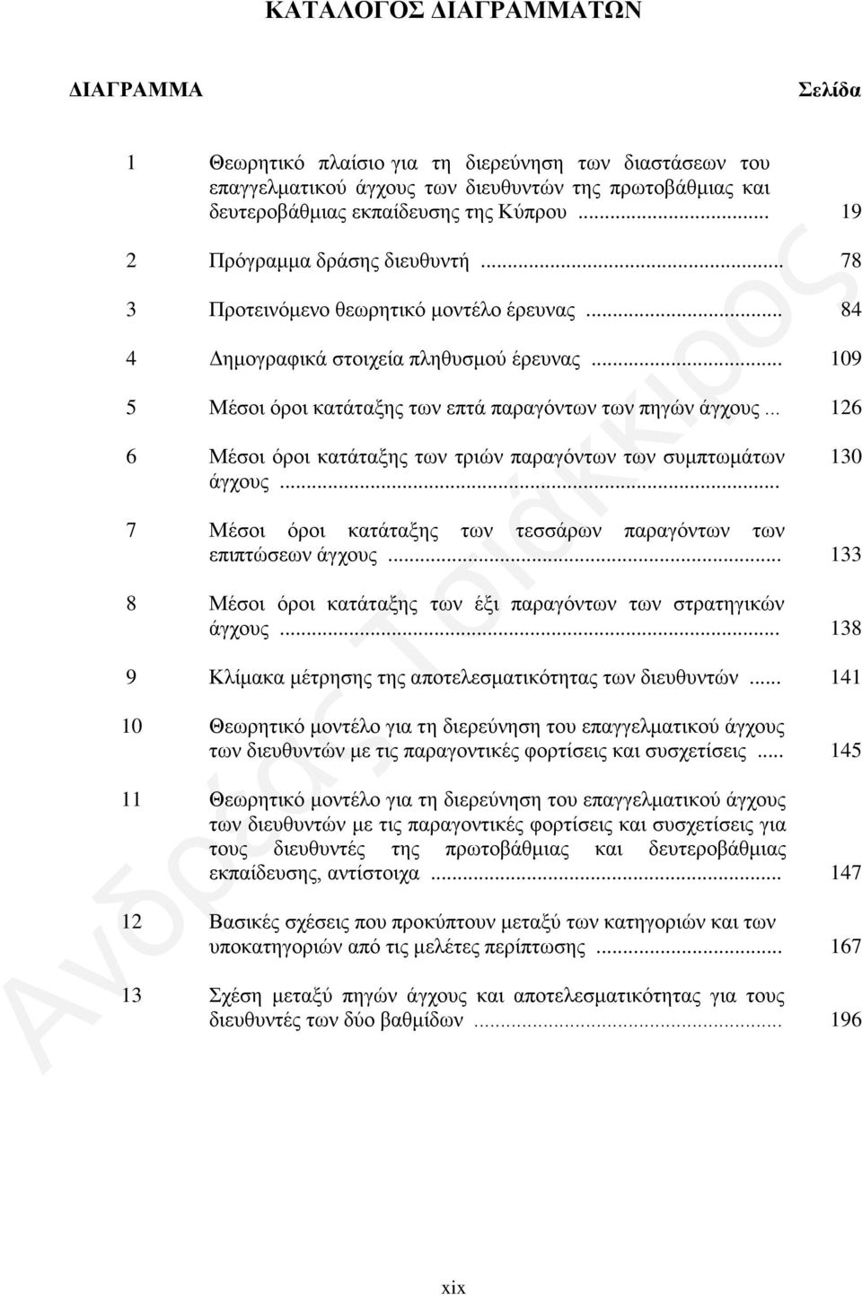 .. 126 6 Μέσοι όροι κατάταξης των τριών παραγόντων των συμπτωμάτων άγχους... 7 Μέσοι όροι κατάταξης των τεσσάρων παραγόντων των επιπτώσεων άγχους.