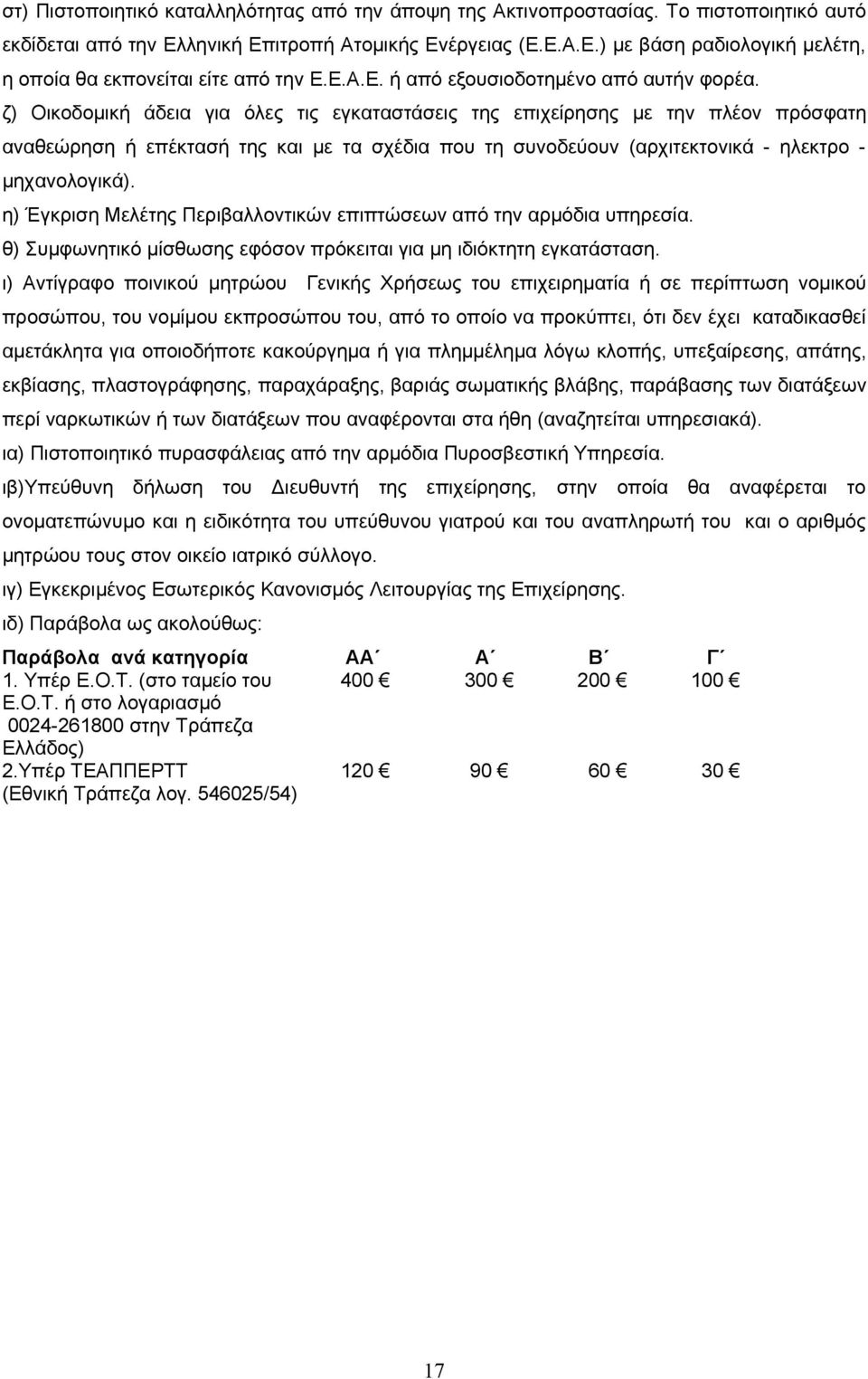 ζ) Οικοδομική άδεια για όλες τις εγκαταστάσεις της επιχείρησης με την πλέον πρόσφατη αναθεώρηση ή επέκτασή της και με τα σχέδια που τη συνοδεύουν (αρχιτεκτονικά - ηλεκτρο - μηχανολογικά).