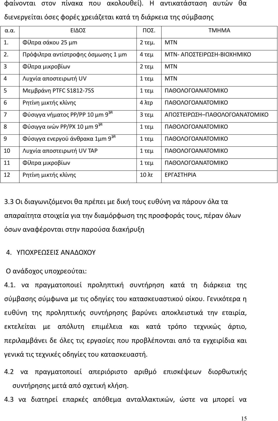 κλίνης 4 λτρ ΠΑΘΟΛΟΓΟΑΝΑΤΟΜΙΚΟ 7 Φύσιγγα νήματος PP/PP 10 μm 9 3/4 3 τεμ ΑΠΟΣΤΕΙΡΩΣΗ ΠΑΘΟΛΟΓΟΑΝΑΤΟΜΙΚΟ 8 Φύσιγγα ινών PP/PX 10 μm 9 3/4 1 τεμ ΠΑΘΟΛΟΓΟΑΝΑΤΟΜΙΚΟ 9 Φύσιγγα ενεργού άνθρακα 1μm 9 3/4 1