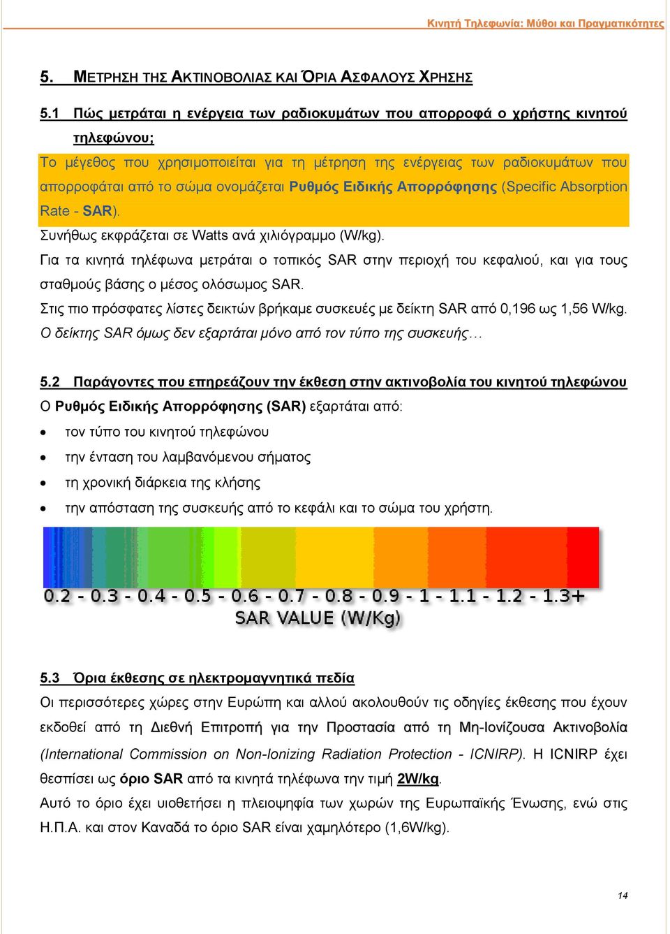 ονομάζεται Ρυθμός Ειδικής Απορρόφησης (Specific Absorption Rate - SAR). Συνήθως εκφράζεται σε Watts ανά χιλιόγραμμο (W/kg).