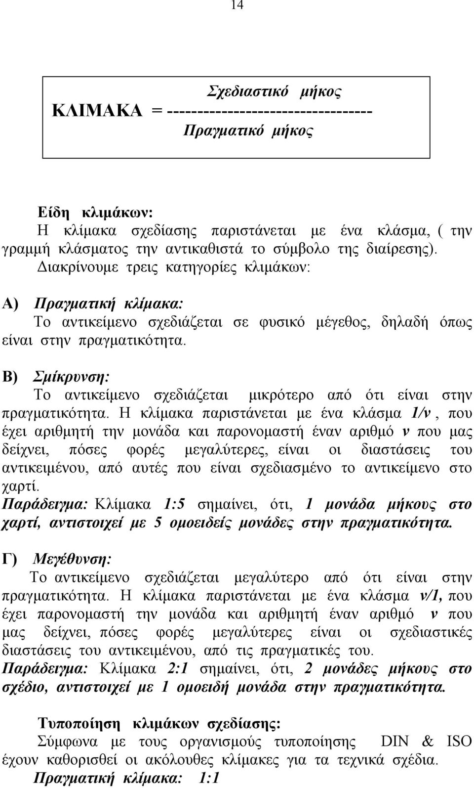 Β) Σμίκρυνση: Το αντικείμενο σχεδιάζεται μικρότερο από ότι είναι στην πραγματικότητα.