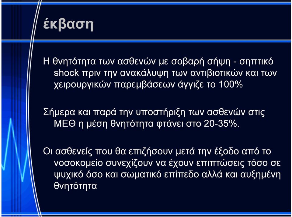 ΜΕΘ η μέση θνητότητα φτάνει στο 20-35%.