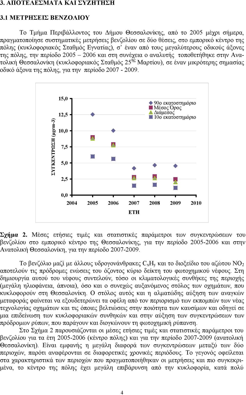 Σταθµός Εγνατίας), σ έναν από τους µεγαλύτερους οδικούς άξονες της πόλης, την περίοδο 25 26 και στη συνέχεια ο αναλυτής τοποθετήθηκε στην Ανατολική Θεσσαλονίκη (κυκλοφοριακός Σταθµός 25 ης Μαρτίου),