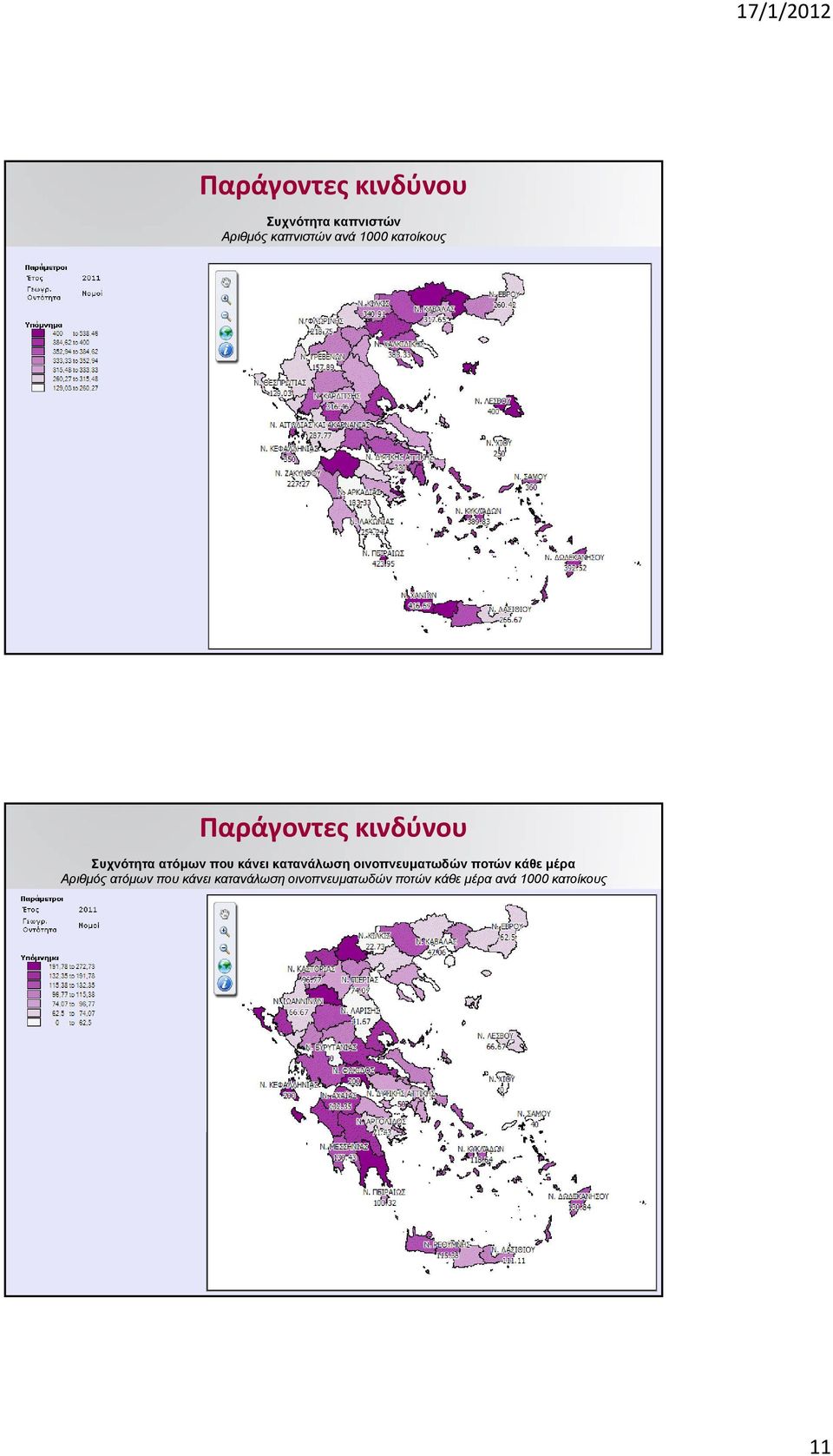 κατανάλωση οινοπνευματωδών ποτών κάθε μέρα Αριθμός ατόμων που