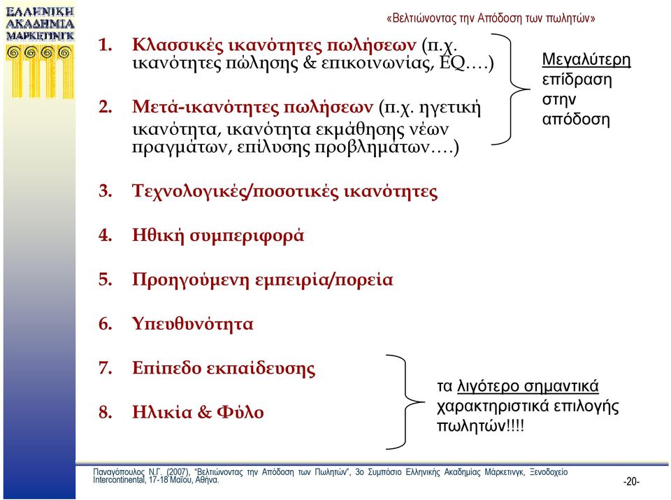 ηγετική στην απόδοση ικανότητα, ικανότητα εκμάθησης νέων πραγμάτων, επίλυσης προβλημάτων.) 3.