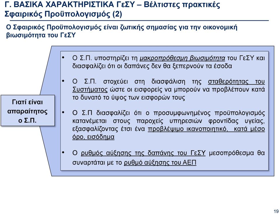 Π. Ο Σ.Π. στοχεύει στη διασφάλιση της σταθερότητας του Συστήματος ώστε οι εισφορείς να μπορούν να προβλέπουν κατά το δυνατό το ύψος των εισφορών τους Ο Σ.