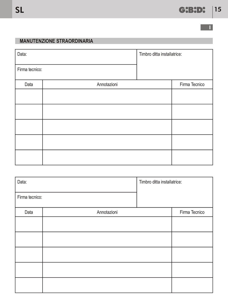 Annotazioni Firma Tecnico Data: Timbro 