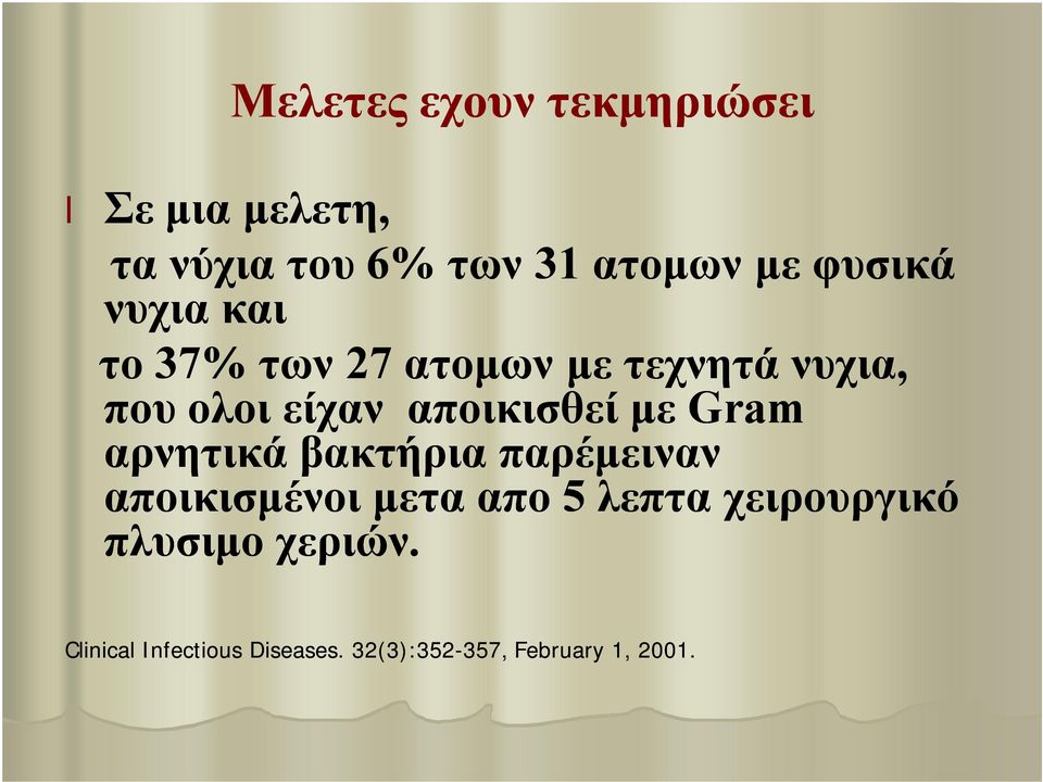 αποικισθεί με Gram αρνητικά βακτήρια παρέμειναν αποικισμένοι μετα απο 5 λεπτα