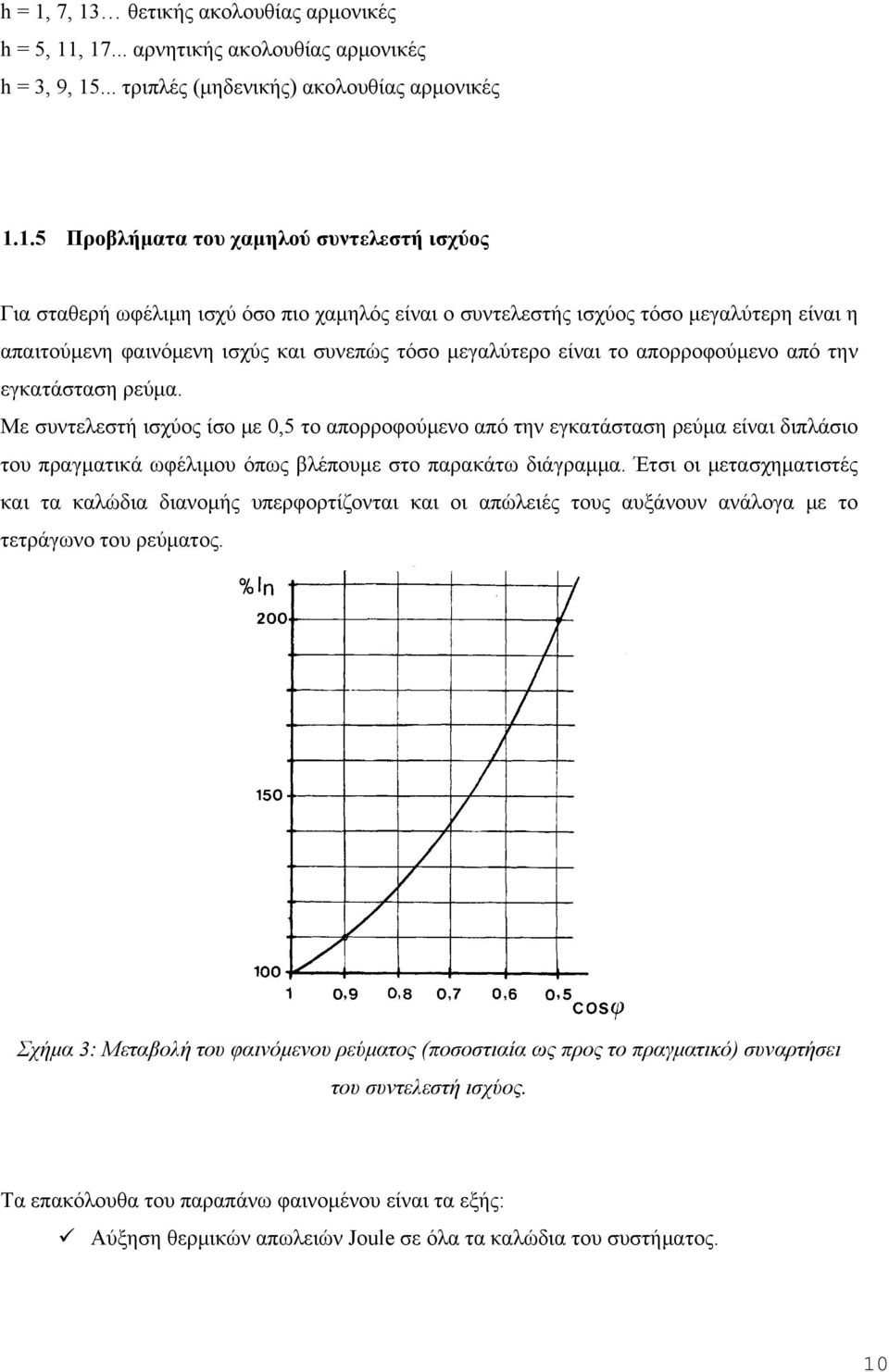 ωφέλιμη ισχύ όσο πιο χαμηλός είναι ο συντελεστής ισχύος τόσο μεγαλύτερη είναι η απαιτούμενη φαινόμενη ισχύς και συνεπώς τόσο μεγαλύτερο είναι το απορροφούμενο από την εγκατάσταση ρεύμα.