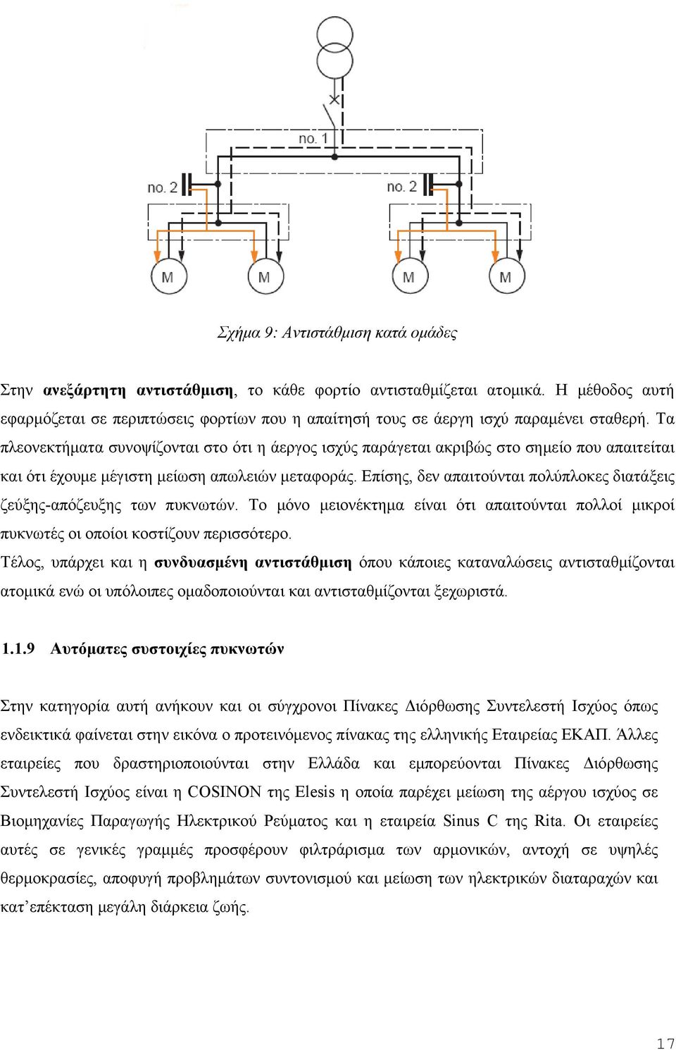 Τα πλεονεκτήματα συνοψίζονται στο ότι η άεργος ισχύς παράγεται ακριβώς στο σημείο που απαιτείται και ότι έχουμε μέγιστη μείωση απωλειών μεταφοράς.