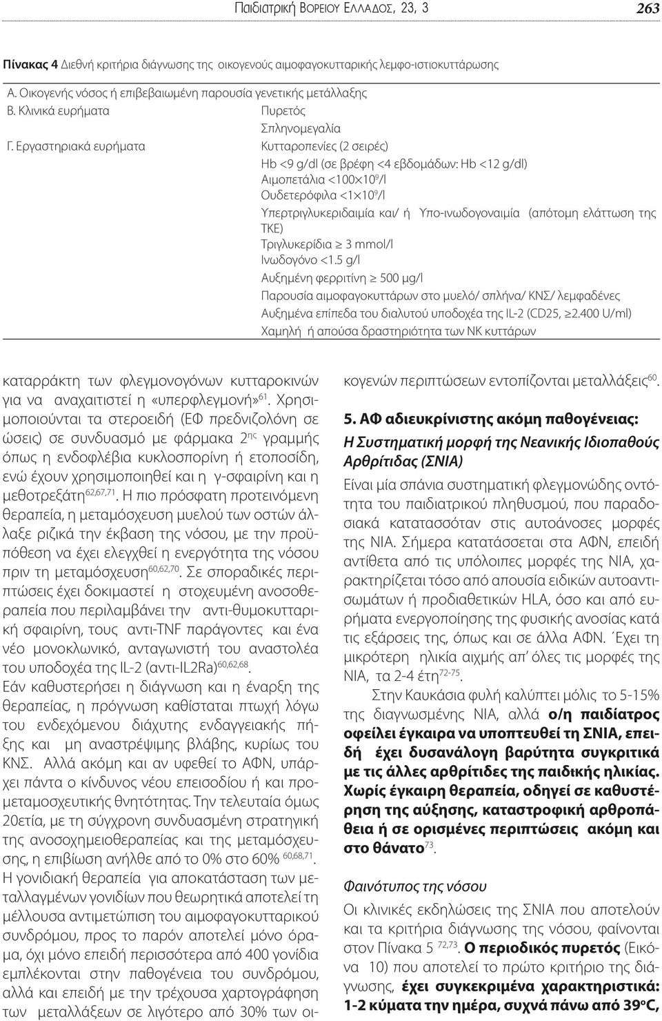 Εργαστηριακά ευρήματα Κυτταροπενίες (2 σειρές) Hb <9 g/dl (σε βρέφη <4 εβδομάδων: Hb <12 g/dl) Αιμοπετάλια <100 10 9 /l Ουδετερόφιλα <1 10 9 /l Υπερτριγλυκεριδαιμία και/ ή Υπο-ινωδογοναιμία (απότομη