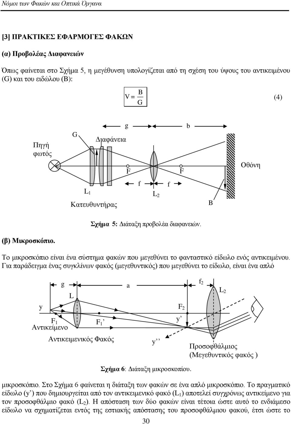 Γηα παξάδεηγκα έλαο ζπγθιίλσλ θαθόο (κεγεζπληηθόο) πνπ κεγεζύλεη ην είδσιν, είλαη έλα απιό y L a F 2 2 L 2 F F Αληηθείκελν y Αληηθεηκεληθόο Φαθόο y Πξνζνθζάικηνο (Μεγεζπληηθόο θαθόο ) σήμα 6: Γηάηαμε