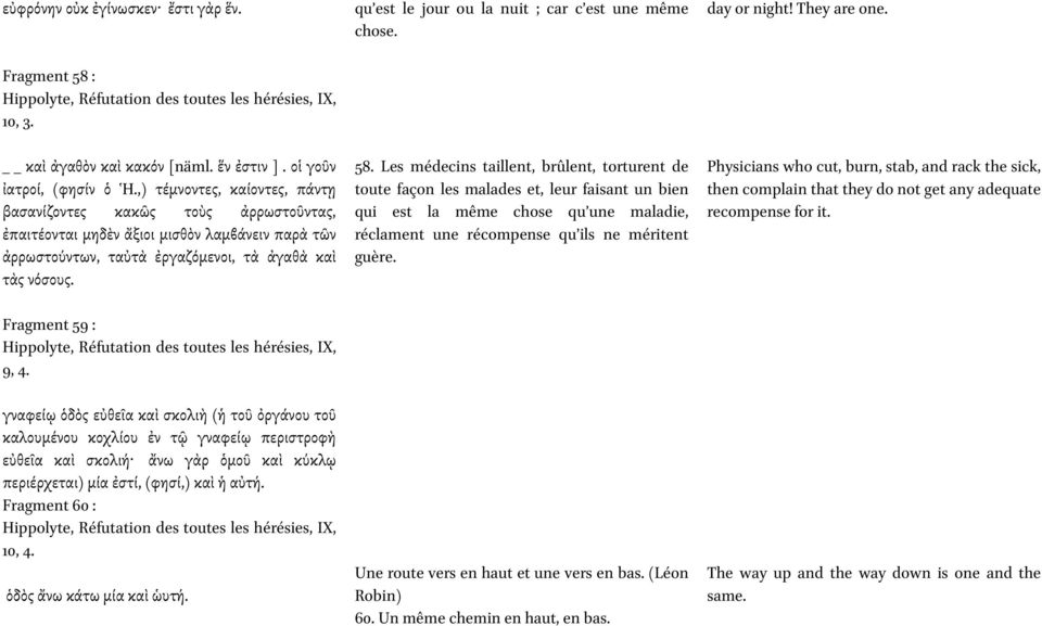 Fragment 59 : Hippolyte, Réfutation des toutes les hérésies, IX, 9, 4.