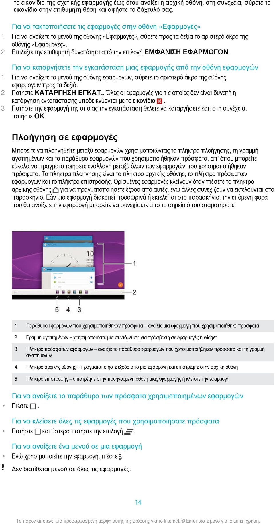 2 Επιλέξτε την επιθυμητή δυνατότητα από την επιλογή ΕΜΦΑΝΙΣΗ ΕΦΑΡΜΟΓΩΝ.