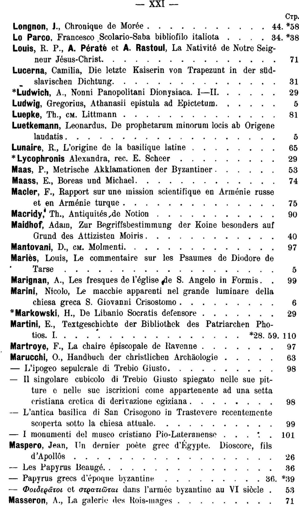 I II 29 Ludwig, Gregorius, Athanasii epistula ad Epictetum 5 Luepke, Th., CM. Littmann 81 Luetkemann, Leonardus, De prophetarum minorum locis ab Origene laudatis 5 Lunaire, R.