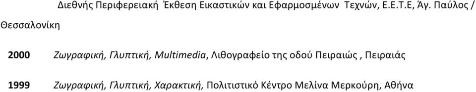 Παύλος / Θεσσαλονίκη 2000 Ζωγραφική, Γλυπτική, Multimedia,