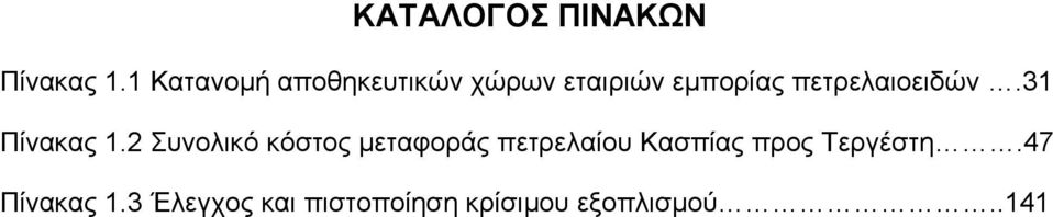 πετρελαιοειδών.31 Πίνακας 1.